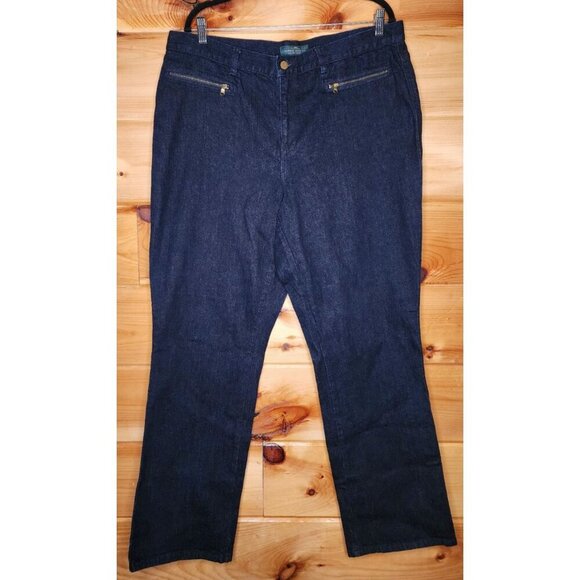 RALPH LAUREN LRL WOMENS BLUE STRETCH STRAIGHT LEG DENIM JEANS 16 - Picture 6 of 10